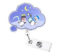 Funny Anesthesia Counting Sheep Nurse Badge Reel, Cute Retractable ID Badge Holder, Name Tag Badge Buddy for RN LPN CNA MA ER OR ICU PM Pharmacist Sleep Lab Night Shift Nurse Insomniacs Medical Worker