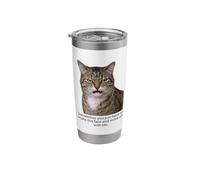 Funny Angry Annoyed Cat Face Meme Unimpressed Tabby Cat Pun Stainless Steel Insulated Tumbler