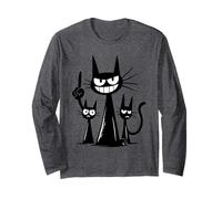 Funny Angry Cat Gang Cartoon with Evil Smile Long Sleeve T-Shirt
