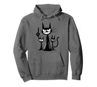 Funny Angry Cat Gang Cartoon with Evil Smile Pullover Hoodie