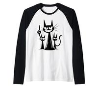 Funny Angry Cat Gang Cartoon with Evil Smile Raglan Baseball Tee