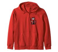 Funny Angry Cat Gang Cartoon with Evil Smile Zip Hoodie