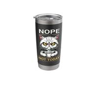 Funny Angry Cat Nope Not Today Sarcastic Coffee Meme Stainless Steel Insulated Tumbler