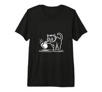 Funny Angry Cat Spilling Coffee Morning Humor Premium T-Shirt