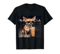 Funny Angry Chihuahua Drinking Iced Coffee Dog Lover T-Shirt