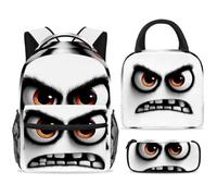Funny Angry Eyes School Bag Backpack and Lunch Bag Set for Teens Girls Boys