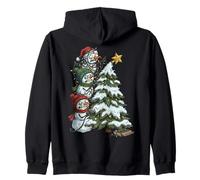 Funny Angry Snowmen Topper Stack Decorating Christmas Tree Zip Hoodie