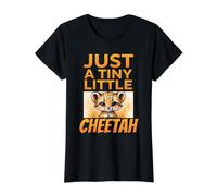 Funny Animal Art Design Just A Tiny Little Cheetah Buddy Value Graphic T-Shirt, Women, Black, L
