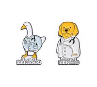 Funny Animal Brooch Pins Set - Duck and Dog in Doctor Outfits Lapel Pin Badge, Cute Cartoon Blouse Pins for Medical Students, Nurses, Doctors, and Everyday Fashion Accessories