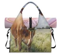 Funny Animal Cow Sports Duffel Bag for Women Men Weekend Overnight Bag with Shoe Compartment Shoulder Tote Luggage Bag for Yoga Gym Travel