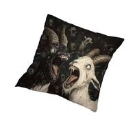 Funny Animal Cushion Cover - Screaming Goat Design Short Plush, 18x18 Inch Hilarious Pillow Case, Crazy Goat Apartment Bedroom Decor, Soft Decorative Cover For Sofa Bed | Humorous Gift For Dorm