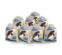 Funny Animal Dolphin Bunches Pocket Cotton And Hemp with Drawstring 8 Pieces Reusable Gift Bags Jewelry Pouch for Wedding DIY Craft Party (4.9 X 6.7 Inch)