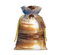 Funny Animal Dolphin Christmas Drawstring Sack Gift Bag, Lightweight And Cute In Design