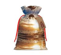 Funny Animal Dolphin Christmas Drawstring Sack Gift Bag, Lightweight And Cute In Design