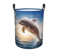 Funny Animal Dolphin Circular Hamper â€“ Stylish Water-Resistant Storage Basket With Full-Print Design, Durable Oxford Cloth Laundry Basket For Home, Bathroom, Kitchen & Kids Room