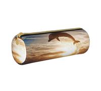 Funny Animal Dolphin Cylinder Pencil Case, Durable Pencil Case, Student Pencil Case, Zipper Pencil Case. Suitable for Schools and Offices, Unisex