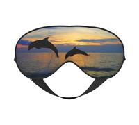 Funny Animal Dolphin Double-Sided Silk Sleep Mask, Adjustable Light Blocking Eye Mask for Travel, Men & Women, Soft Comfortable Blindfold 20x10cm