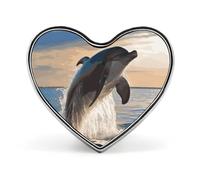 Funny Animal Dolphin Heart Shape Lapel Pin Personalized Pinback Button Badges Retro Punk Button Pin Kawaii Heart Badges for Men Women Clothes Bags Hats & Gift