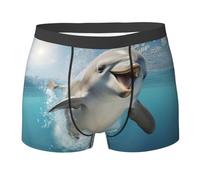 Funny Animal Dolphin Men's Boxer Briefs,mens underwear,Breathable Boxers for Men,Comfy Cozy Holiday Boxer Briefs, Black, XXL