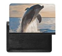 Funny Animal Dolphin Passport Holder,Compact Lightweight Waterproof Passport Cover, Portable Stylish Travel Wallet Accessories for Women Men