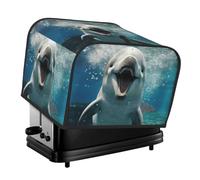 Funny Animal Dolphin Print 4-Slice Toaster Cover Dustproof Waterproof Kitchen Appliance For Protector Storage