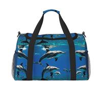 Funny Animal Dolphin print Overnight Bags for Women and Men Shoulder Bag Carry On Bag for Traveling Travel Essentials, Black, One Size