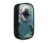 Funny Animal Dolphin Print Practical Pencil Case Multi-Compartment Office Travel School Art Daily Supplies