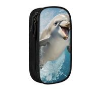 Funny Animal Dolphin Print Practical Pencil Case Multi-Compartment Office Travel School Art Daily Supplies