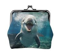 Funny Animal Dolphin Print Practicality Coin Purse Cute Mini Coin Pouch for Women (4.52 x 4.13in) Exquisite, Black, One Size