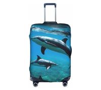 Funny Animal Dolphin Print Protective Suitcase Cover Washable Travel Luggage Protector with Concealed Zipper