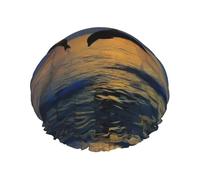 Funny Animal Dolphin Print Shower Cap for Women & Men â€“ Reusable Double-Layer Bath Hair Cap with Elastic Strap One Size