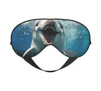 Funny Animal Dolphin Print Silk Sleep Mask with Adjustable Buckle Stylish Eye Mask for Women Travel Nap Shift Work Office