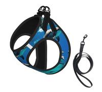 Funny Animal Dolphin Print Small Dog Cat Pet Leash Vest Harness, Reflective Vest For Outdoor Walk Hike