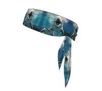 Funny Animal Dolphin Print Sport Head Ties Back Bandanas Workout Hair Band Athletic Sweatbands Tennis Running
