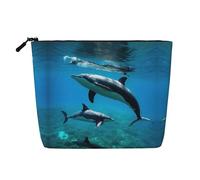 Funny Animal Dolphin Print Toiletry Bag Cosmetic Bag Large Capacity Travel Makeup Bag for Women for Daily Use Travel