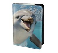 Funny Animal Dolphin print Travel Wallet Passport Holder Case for Family Leather Passport Cover for Men Women, Black, One Size