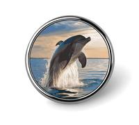 Funny Animal Dolphin Round Badge Cute Brooch Hats Jackets Decor Personalized Lapel Pin Clothing Jewelry Accessories for Wedding Party Gift