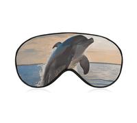 Funny Animal Dolphin Sleep Mask for Women Men Side Sleeper Eye Cover with Adjustable Strap Soft Breathable Blackout Mask Slip-Free Deep Sleeping Travel Essentials