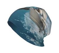 Funny Animal Dolphin Soft Lightweight Knitted Beanie for Everyday, Double Layer Stretchy Cap All Season Fashion Fit Black