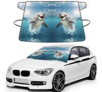 Funny Animal Dolphin Waterproof Car Windshield Cover, Stylish Printed Windshield Snow Cover Fits Sedans, Cars & SUVs - 69x42.5''