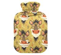 Funny Animal Faces Hot Water Bottles with Soft Cover, 2L Water Bag for Sore Muscle