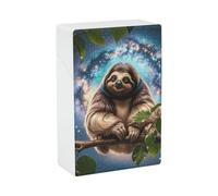 Funny Animal Galaxy Sloth Cigarette Case, Plastic Waterproof Shockproof, Airtight Push Open Cigarette Box, Capacity King Size Cigarette Holder, Portable Cigarette Container for Outdoor Travel Camping
