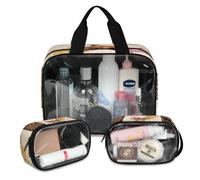 Funny Animal Giraffe Print Travel Makeup Bag for Women Men, Translucent Cosmetic Bags 3 Pcs Large Shower Wash Pouch Toiletry Cosmetic Toiletries Organizer