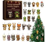 Funny Animal Middle Fingers Advent Calendar 2025,24 Days Surprise Christmas Countdown Calendar with Animal Ornaments,Fun Middle Fingers AnimalS Christmas Tree Decor,MiddleFinger Gag Gift for Adults