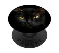 Funny Animal Pet Lover Halloween Mad Black Cat PopSockets Adhesive PopGrip