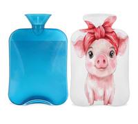 Funny Animal Pig Piggy Hot Water Bottle with Cover, 2L Hot Water Bag for Pain Relief, Neck and Shoulder, Hand Feet Warmer