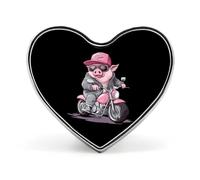 Funny Animal Pigs on Moped Badge Heart Shape Cute Brooch Pins Button Badges for Backpack Jackets Hats Decor