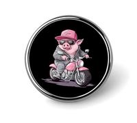 Funny Animal Pigs on Moped Round Badge Cute Brooch Pins Button Badges for Backpack Jackets Hats Decor