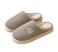 Funny Animal Slippers Women's Slippers Winter Closed Gift Shoes, coffee, 9