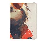 Funny Animal Sloth 4th Of July Independence Day Leather passport holder for travel for travel Vaccine Card Holder Cover Combo Passport Cover with RFID Blocking for men Waterproof, funny animal sloth
